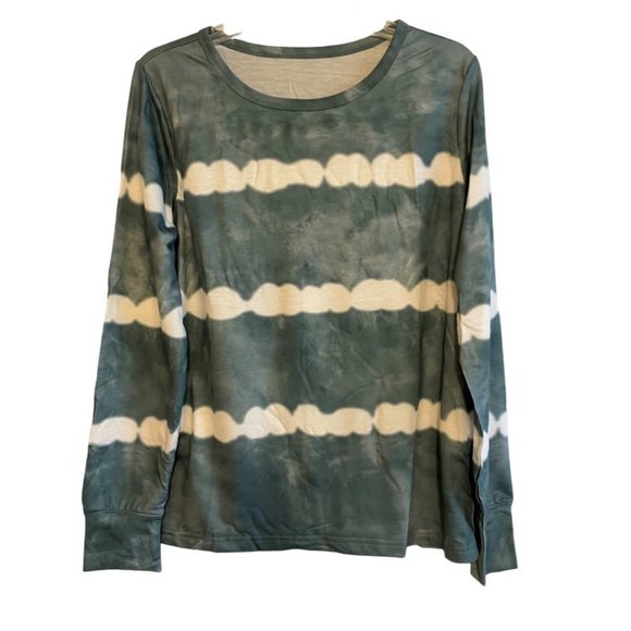 Tie-dyed Stripes Long Sleeve Shorts Lounge Set MEDIUM (606) - Picture 4 of 6